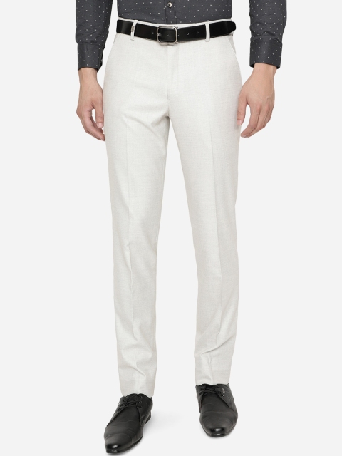 

JB STUDIO Men White Slim Fit Wrinkle Free Trousers