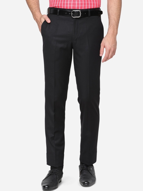 

JB STUDIO Men Black Slim Fit Wrinkle Free Trousers