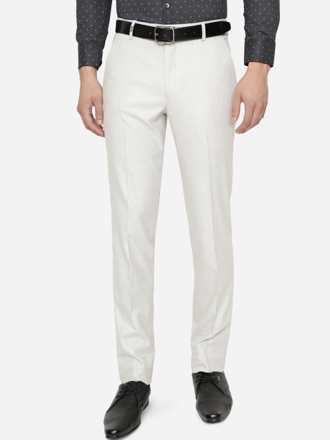 

JB STUDIO Men White Slim Fit Wrinkle Free Trousers