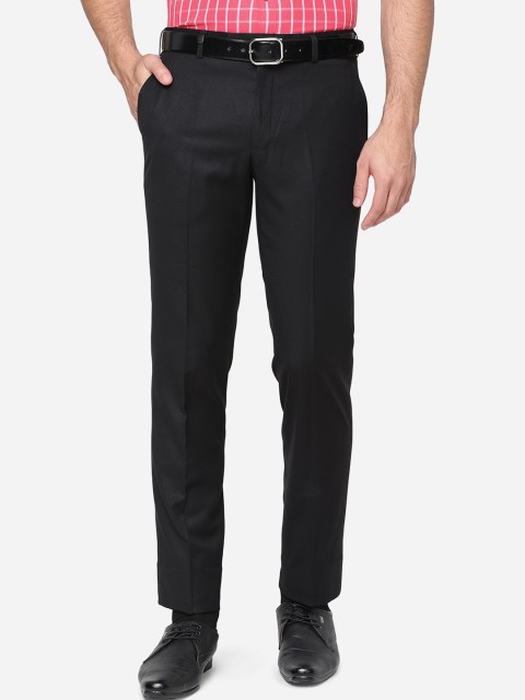 

JB STUDIO Men Black Slim Fit Wrinkle Free Trousers
