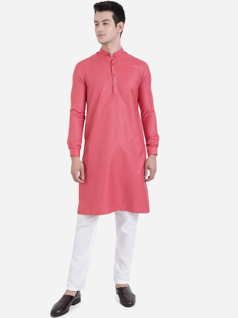 

Modi Kurta Men Pink Solid Pure Cotton Kurta