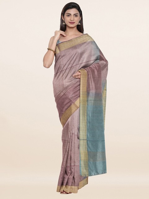 

Pothys Purple & Blue Baswada Jute Cotton Saree