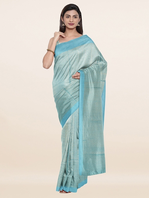 

Pothys Blue & Gold-Toned Woven Design Jute Cotton Saree