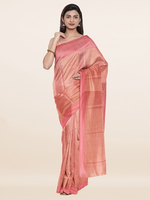 

Pothys Pink & Gold-Toned Woven Design Jute Cotton Saree