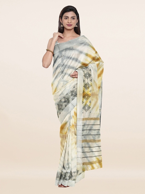 

Pothys Grey & Brown Tie and Dye Zari Jute Cotton Saree