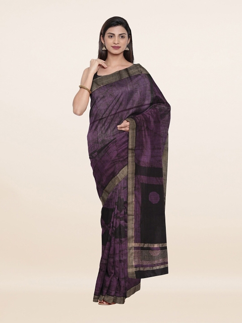 

Pothys Purple & Beige Abstract Printed Jute Cotton Saree