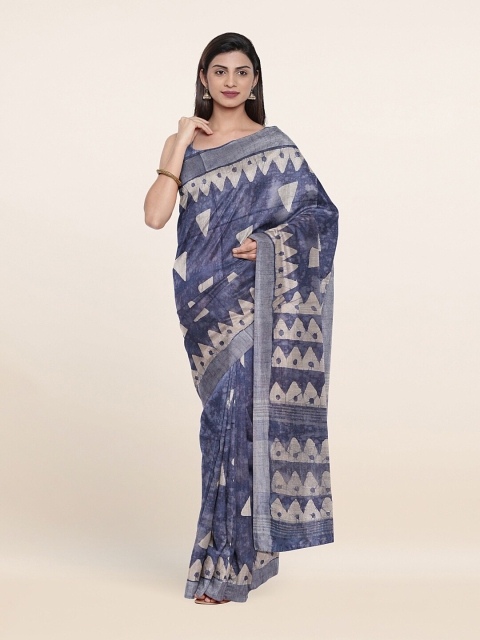 

Pothys Blue Zari Jute Cotton Saree