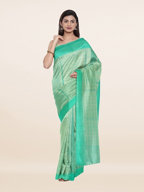 

Pothys Blue & Gold-Toned Woven Design Zari Jute Cotton Saree