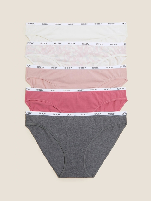

Marks & Spencer Women Pack Of 5 Printed Basic Briefs T617760MPINK MIX, Pink