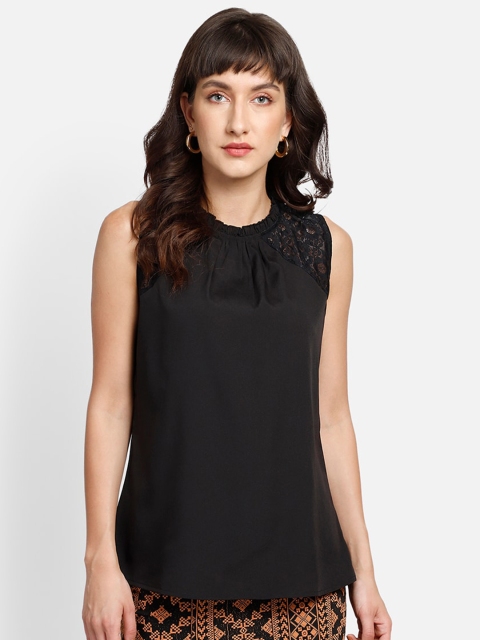 

YOU FOREVER Black Crepe Top