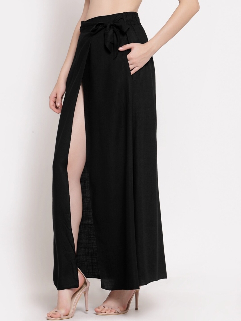 

PATRORNA Women Black Solid Wrap Maxi Skirts