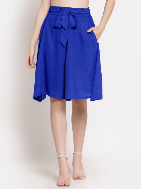

PATRORNA Women Blue Solid A-Line Flared Skirts