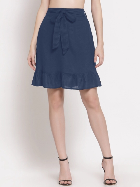 

PATRORNA Women Charcoal Grey Solid Knee Length Straight Skirt