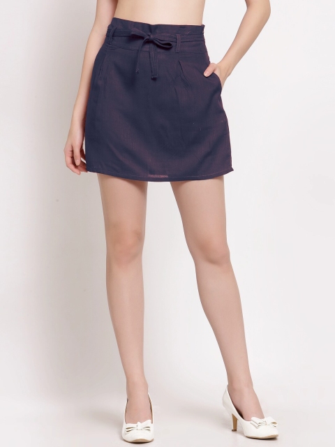 

PATRORNA Women Dark Blue Solid Skort Mini Skirt