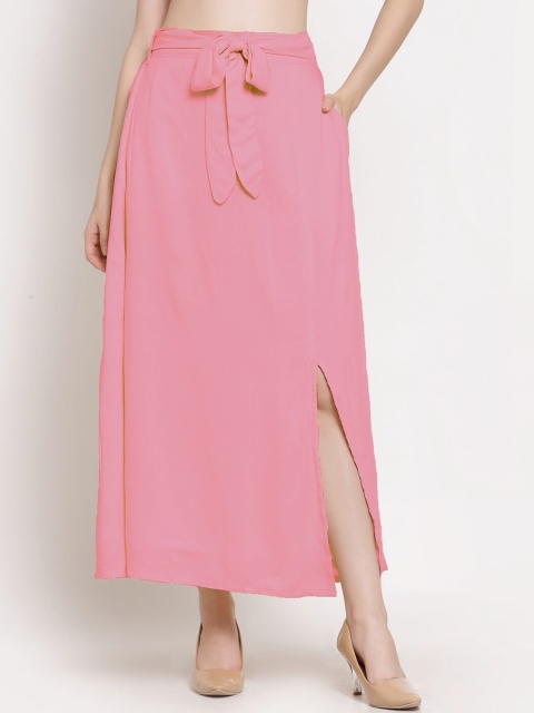 

PATRORNA Women Rose Solid Straight Maxi Skirts