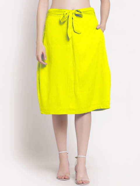 

PATRORNA Women Yellow A- Line Skirt