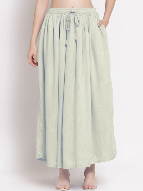 

PATRORNA Women Off White Solid Tulip Maxi Skirt