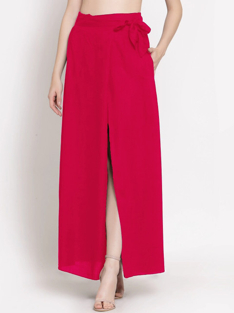 

PATRORNA Women Red Solid long Wrap Skirt, Fuchsia