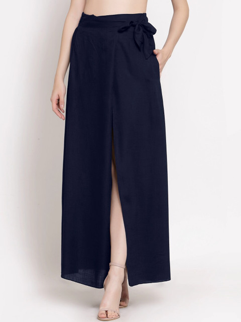 

PATRORNA Women Dark Blue Solid Maxi Wrap Skirt