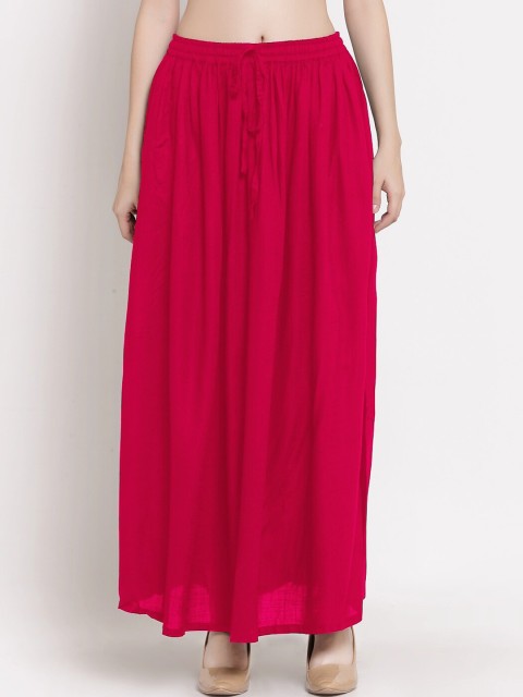 

PATRORNA Women Fuchsia Pink Solid A-Line Maxi Skirt