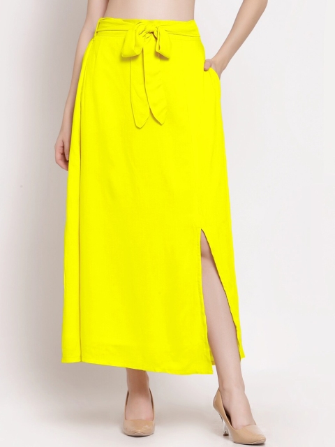 

PATRORNA Women Yellow Solid Long Tulip Skirt