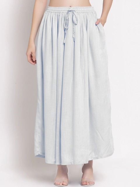 

PATRORNA Women White Solid Tulip Maxi Skirt