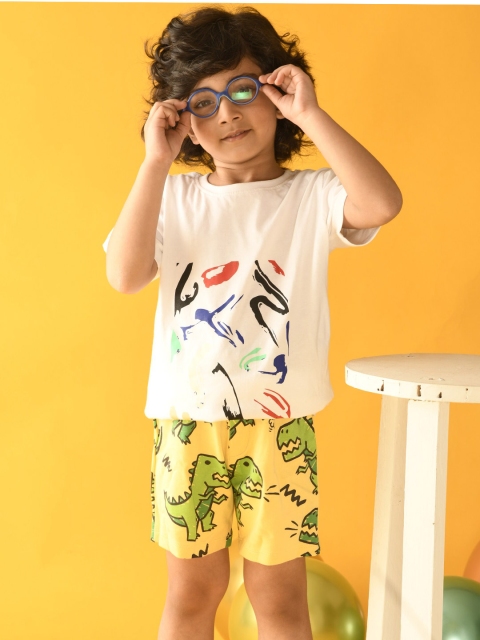 

Anthrilo Boys White Printed T-shirt with Shorts