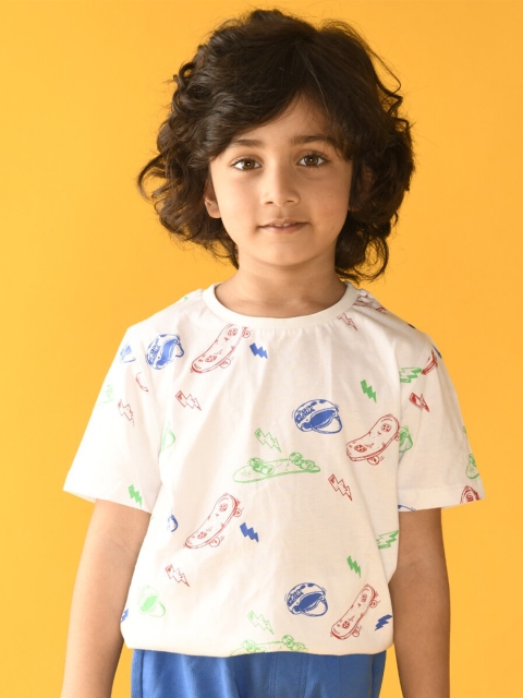 

Anthrilo Boys White & Blue Printed T-shirt with Shorts