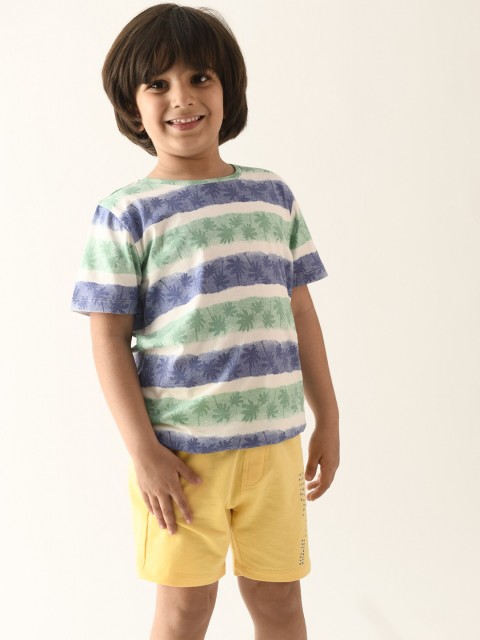 

Anthrilo Boys White & Yellow Printed T-shirt with Shorts