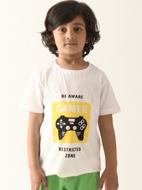 

Anthrilo Boys White & Green Printed T-shirt with Shorts