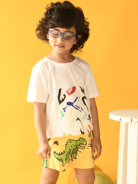 

Anthrilo Boys White Printed T-shirt with Shorts