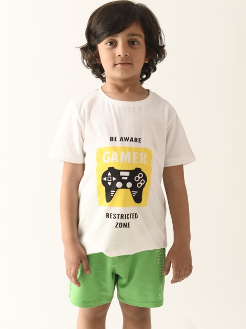 

Anthrilo Boys White Printed T-shirt with Shorts