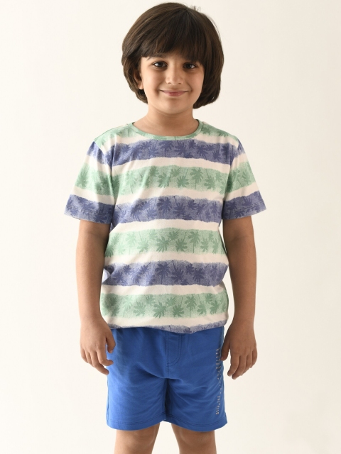 

Anthrilo Boys White & Blue Printed T-shirt with Shorts