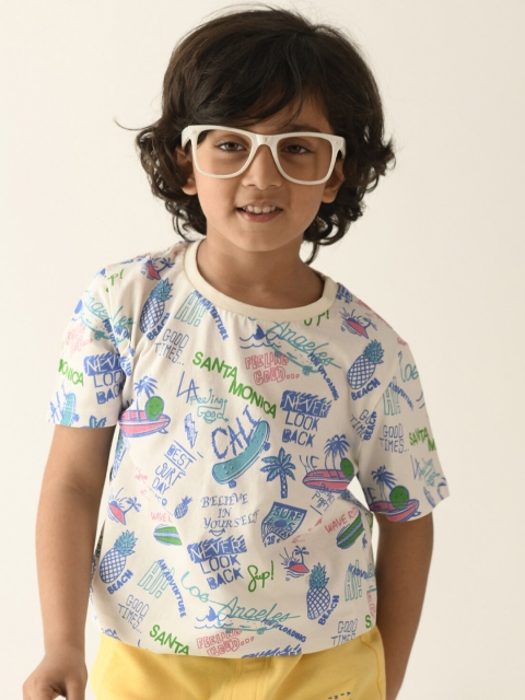 

Anthrilo Boys White & Yellow Printed T-shirt with Shorts