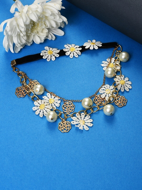 

SOHI Gold-Toned & White Brass Gold-Plated Necklace