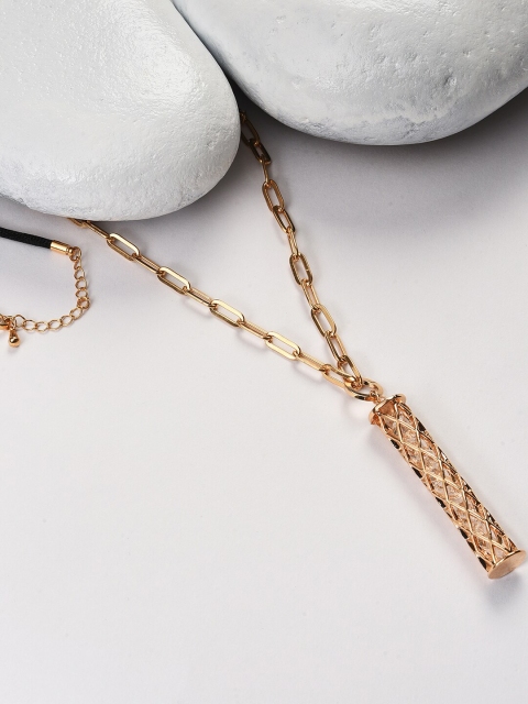 

SOHI Gold-Toned & Black Gold-Plated Necklace