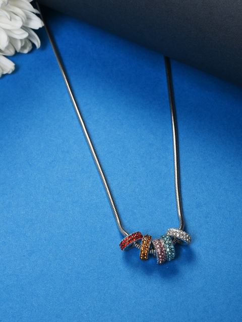 

SOHI Silver-Toned & Red Silver-Plated Necklace
