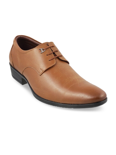 

Mochi Men Tan Solid Leather Formal Derbys