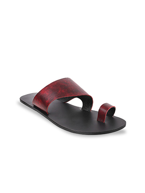 

Mochi Men Maroon Leather Comfort Sandals