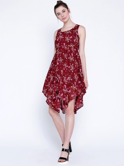 

Sera Women Maroon Printed Fit & Flare Dress