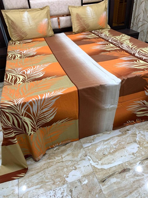 

Pure Decor Red & Orange Floral 400 TC King Bedsheet with 2 Pillow Covers