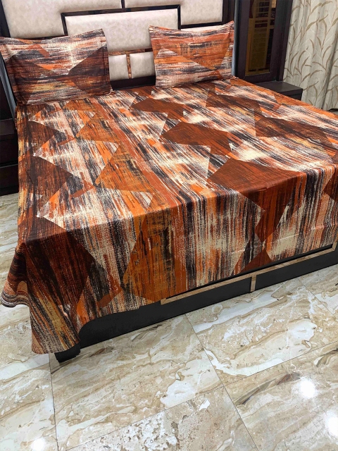 

Pure Decor Orange & Grey 400 TC Queen Bedsheet with 2 Pillow Covers