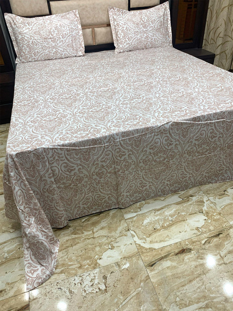 

Pure Decor Orange & Grey Ethnic Motifs Royal Divine King Bedsheet with 2 Pillow Covers