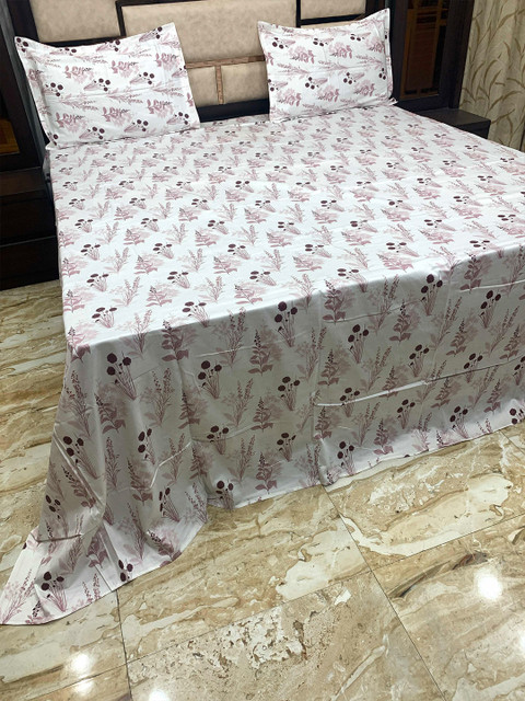 

Pure Decor Red & Grey Floral King Bedsheet with 2 Pillow Covers