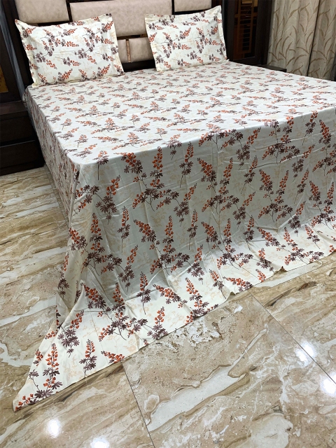 

Pure Decor Yellow & White Floral 400 TC King Bedsheet with 2 Pillow Covers