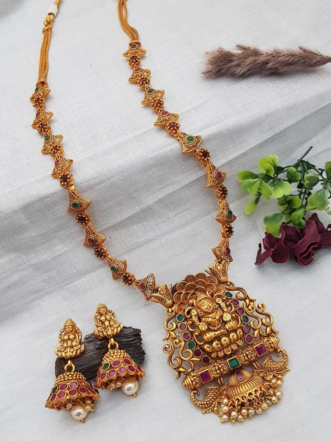 

GRIIHAM Gold-Plated & AD Stone-Studded Jewellery Set