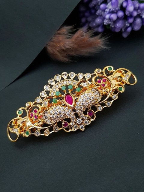 

GRIIHAM Gold-Plated AD Stone Studded French Barrette, Multi