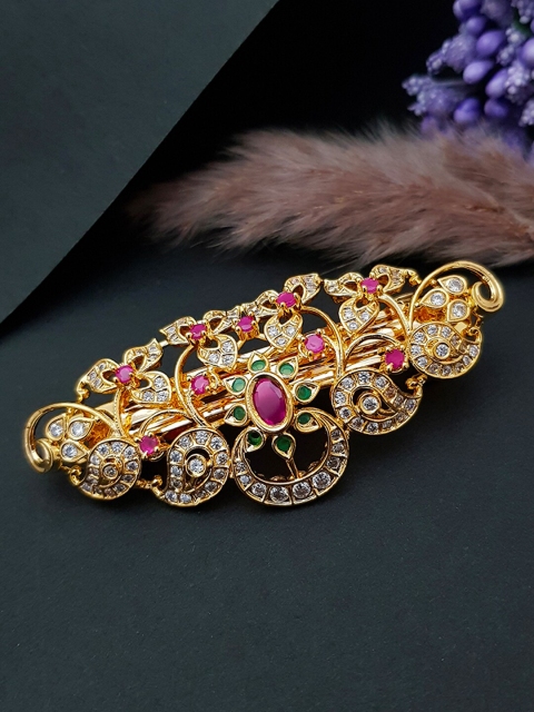 

GRIIHAM Gold-Plated Red AD Studded Hairclip