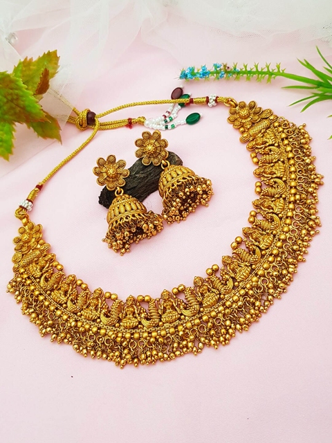 

GRIIHAM Gold-Plated Premium Finish Short Laxmi Jewellery Set