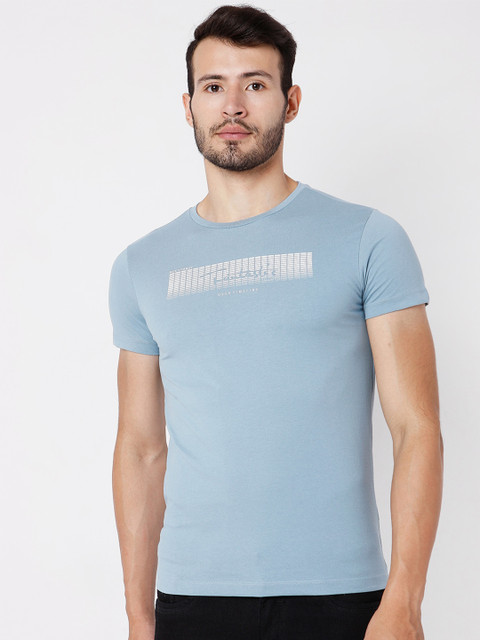 

Rex Straut Jeans Men Blue Typography Printed Slim Fit T-shirt